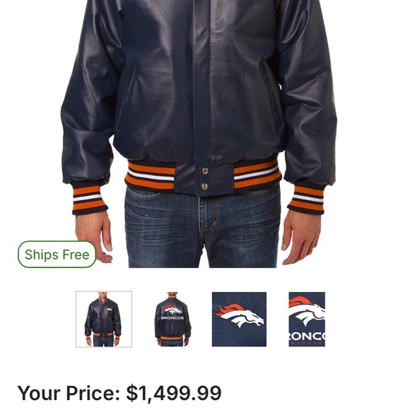 NFL Authentic Vintage Broncos Denver Broncos Leather Jacket Size Small - Picture 9 of 9